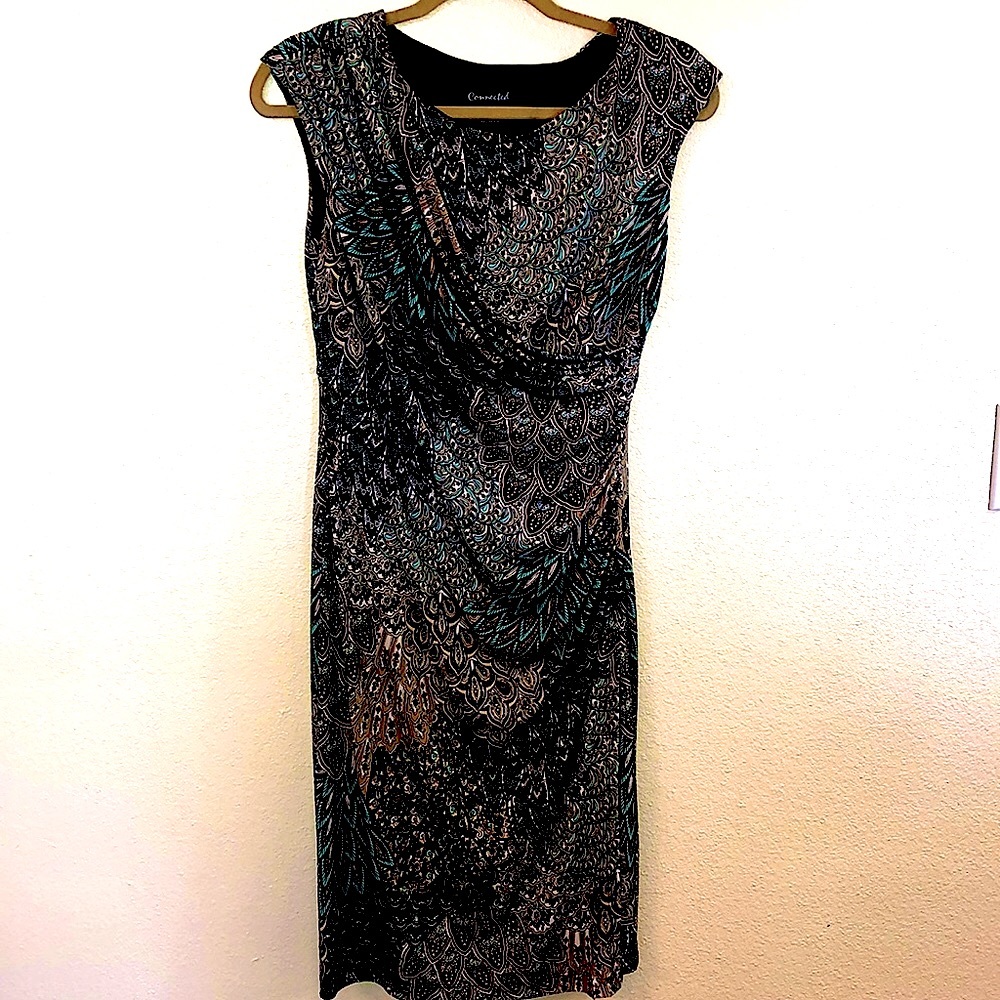 Vibrant Peacock Pattern Dress